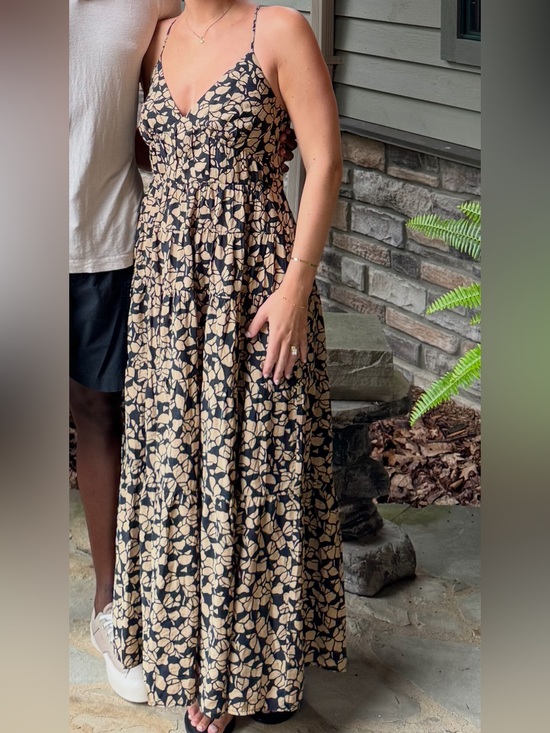 Abercrombie & Fitch Dresses & Skirts - Abercrombie & Fitch Black Maxi Dress with Tan Floral Print